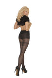 Faux Lace Pantyhose - Black - One Size