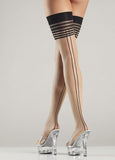 Multi-Stripe Thigh Highs - Nude/Black - One Size