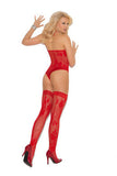 Lace Teddy and Stockings Set -  Red - One Size