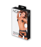Noir Faux Leather Chaps  Pasties and G-string Set - Black - One Size