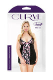 Floral Panel Chemise with  Matching G-string - Pink  Floral - 1x2x