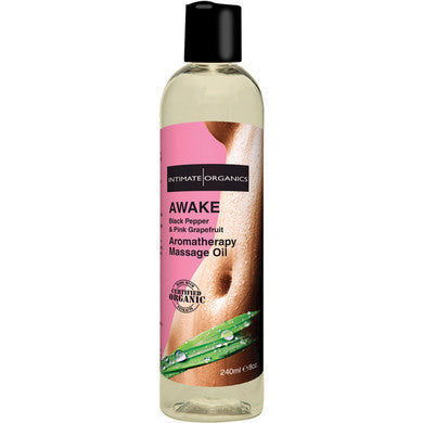 Awake Aromatherapy Massage  Oil - Black Pepper and Pink Grapefruit - 8 oz.