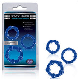 Stay Hard Beaded Cock Rings - 3 Pack - Blue