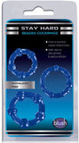 Stay Hard Beaded Cock Rings - 3 Pack - Blue