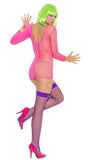 Long Sleeve Mini Dress - Neon Pink - One Size