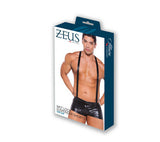 Wet Look Suspender Shorts -  Black - One Size