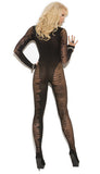 Sheer Bodystocking - Black - One Size