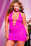 Midnight Affair Chemise  and Thong Set - Pink -  Queen Size