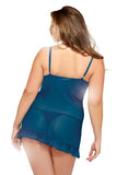 Split Cup Chemise Set - Teal -  1X/2X