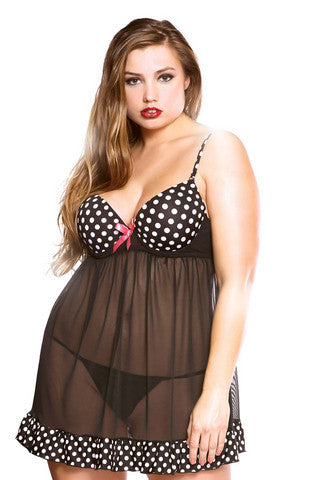 Polka Dot Babydoll Set - 3X/4X