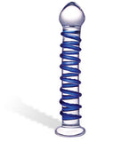 Blue Spiral Glass Dildo
