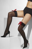 Stockings with Bow and Heart  - Black  Fv-32108