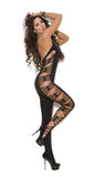 Deep V Bodystocking - Black - One Size
