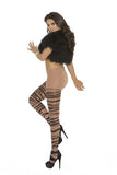 Zebra Print Pantyhose - Nude-Black - Queen Size