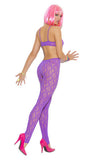Neon Nites Lace Bodystocking - Neon Purple - One Size