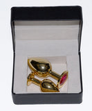 Gold Plated Stainless Steel Butt Plug With Crystal Set