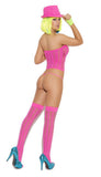 3 Piece Pothole Bandeau Top Set - Neon Pink - One Size
