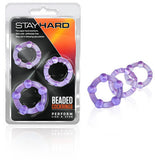 Stay Hard Beaded Cockrings - 3 Pack - Purple