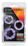 Stay Hard Beaded Cockrings - 3 Pack - Purple