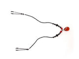 Nipple Clamp - Tweezer - Black  - Swag Style - Red Pendant  and Red Beads