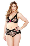 Leopard Peek-a-boo Cutout  Bra Set - Leopard - 3X-4X