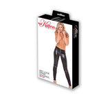 Kitten Wet Look Zipper  Leggings - Black - One Size