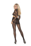 Vertical Vine Pantyhose - Black - One Size