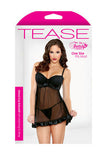 Shirred Cup Babydoll and  Panty Set - Black - Small-Medium
