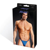 Performance Microfiber V-String With Metal Rings - Blue - Small/Medium