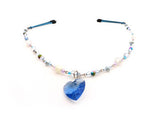 Nipple Clamp - Tweezer - Blue  - Swag Style - Jewled Blue  Heart Pendant