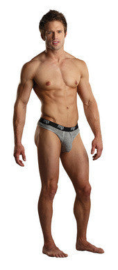Heather Rib Enhancer Thong  - Grey - Large-extra Large