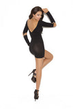 Long Sleeve Mini Dress - Black  - One Size