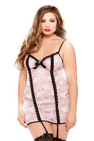 Sexy Chemise Set - Blush - 1X/2X