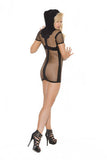 Mini Dress with Hood - Black  - One Size