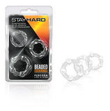 Stay Hard Beaded Cockrings 3 Piece Set - Clear
