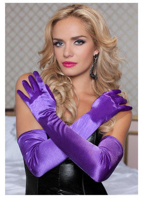 Satin Opera Gloves - Purple