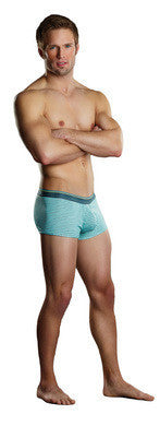 Heather Stripe Pouch Enhancer  Short - Mint and Grey -  Medium