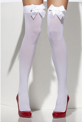 Thigh High Stockings with  Bow - White  Fv-29093