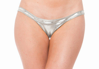 Lame Exposed Side Panty -  Silver - One Size