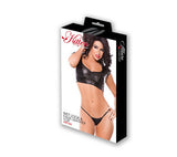 Kitten Wet Look and Faux  Leather Top - Black - One  Size