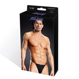 Performance Microfiber V-String With Metal Rings - Black - Small/Medium