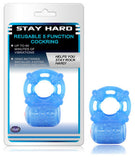 Stay Hard Reusable 5-Function Vibrating Cockring - Blue