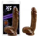 X5 Hard On Realistic Dildo with Suction Cup - Brown