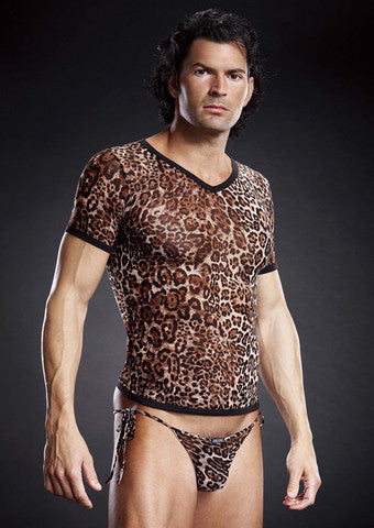 Pro-Mesh V-Neck Tee - Leopard - Small/Medium