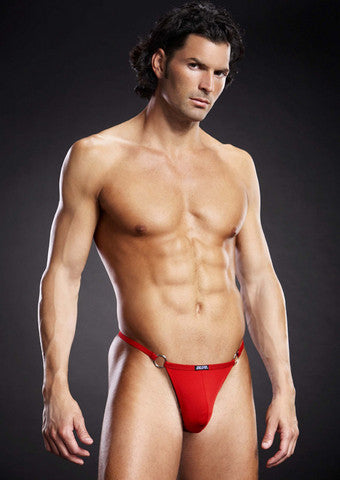 Performance Microfiber V-String With Metal Rings - Red - Large/Extra Large
