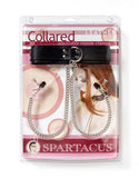 Black Leather Collar with Broad Tip Clamps