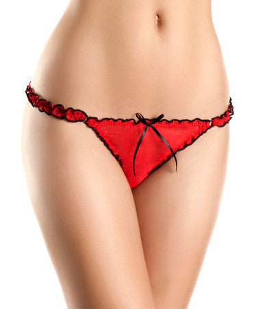 Mesh Thong - Red and Black  - Small