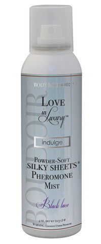 Love In Luxury Indulge Powder Soft Silky Sheets Pheromone Mist - Black Lace - 4 oz.