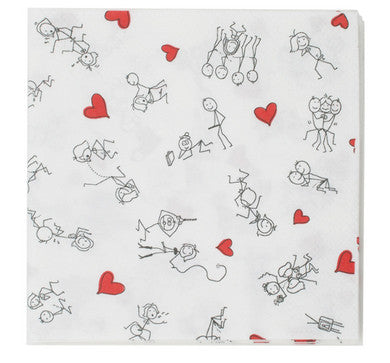 Stick Figure Style Napkins - 8 Pack