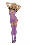 Stripe Suspender Bodystocking - Purple - Queen Size